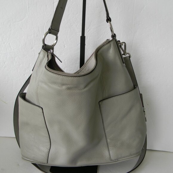 Michael Kors Anita Gray Pebbled Leather Hobo CONVERTIBLE CROSSBODY/SHOULDER BAG - Picture 4 of 9